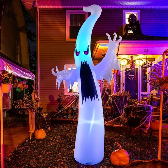 GOOSH INC; GOOSH 6 ft. Tall Halloween Inflatable Ghost with Colorful LED Lights; Category:Halloween Inflatables; Image:1